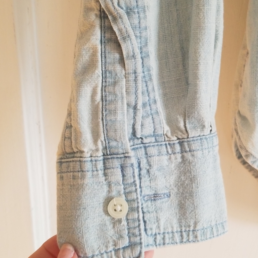 Jcrew chambray denim high low button up top - Picture 4 of 6